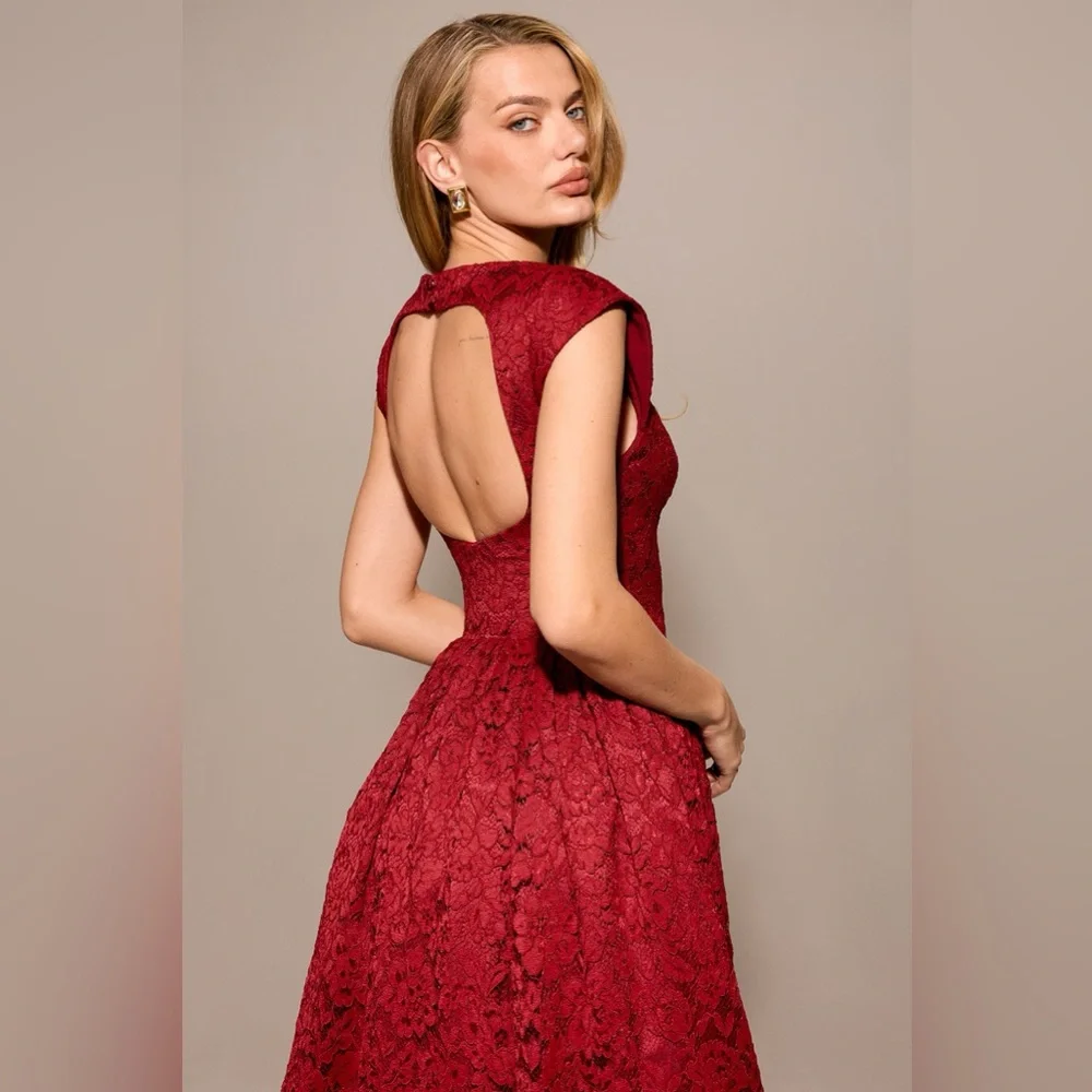 House Of CB - Debutante Dress in Red Lace - Picture 5 of 5